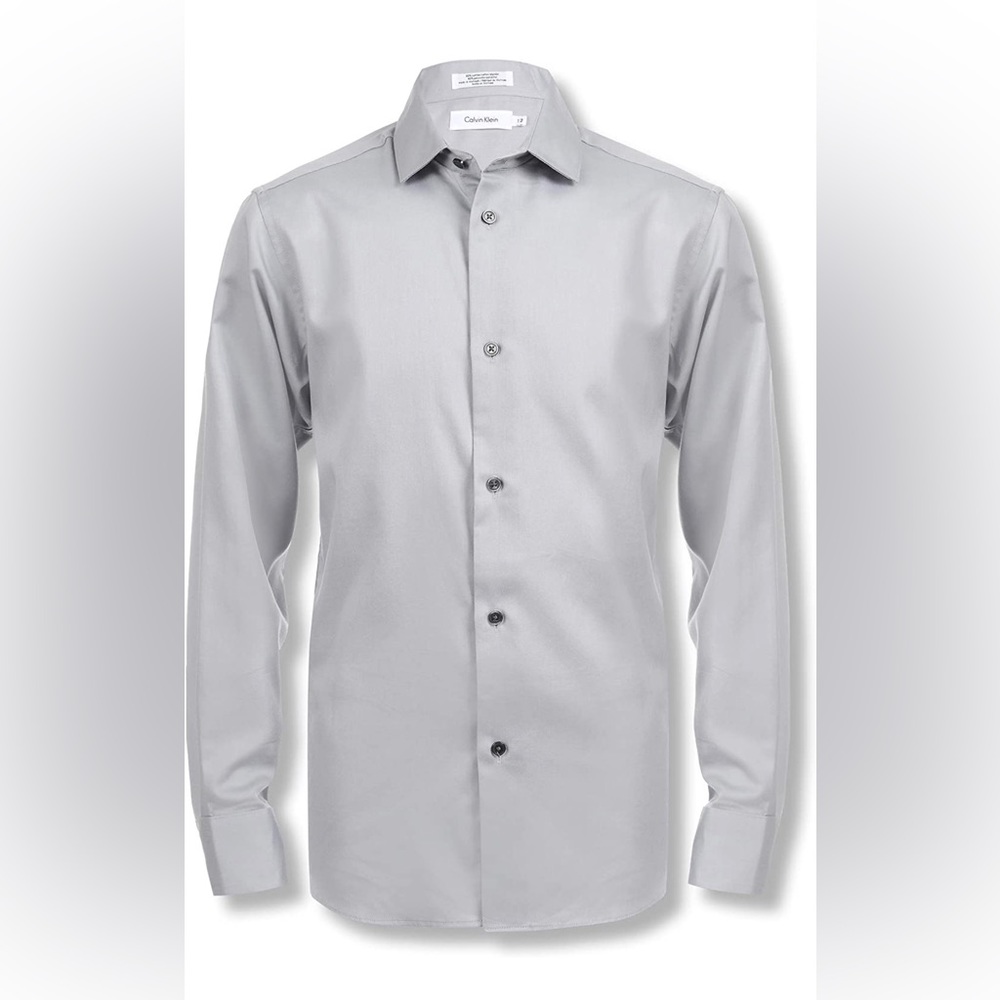 Calvin Klein Boys' Long Sleeve Sateen Dress Shirt